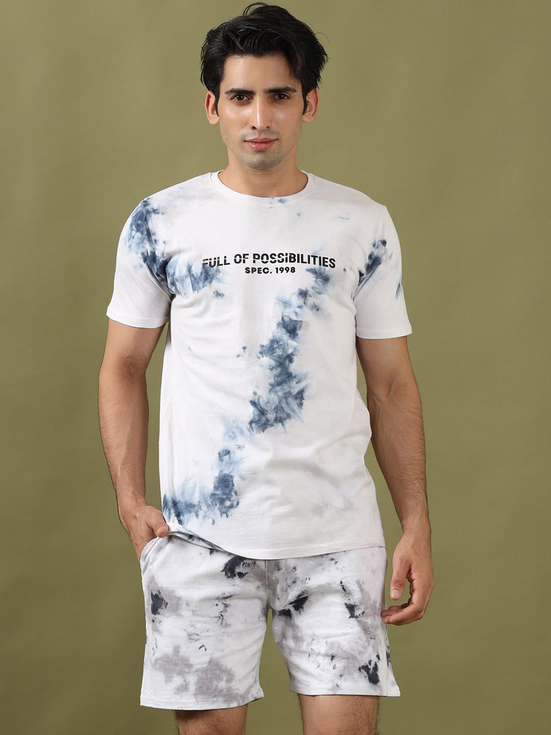 

Tistabene Tie & Dye Printed T-Shirt & Shorts Co-Ord, Blue