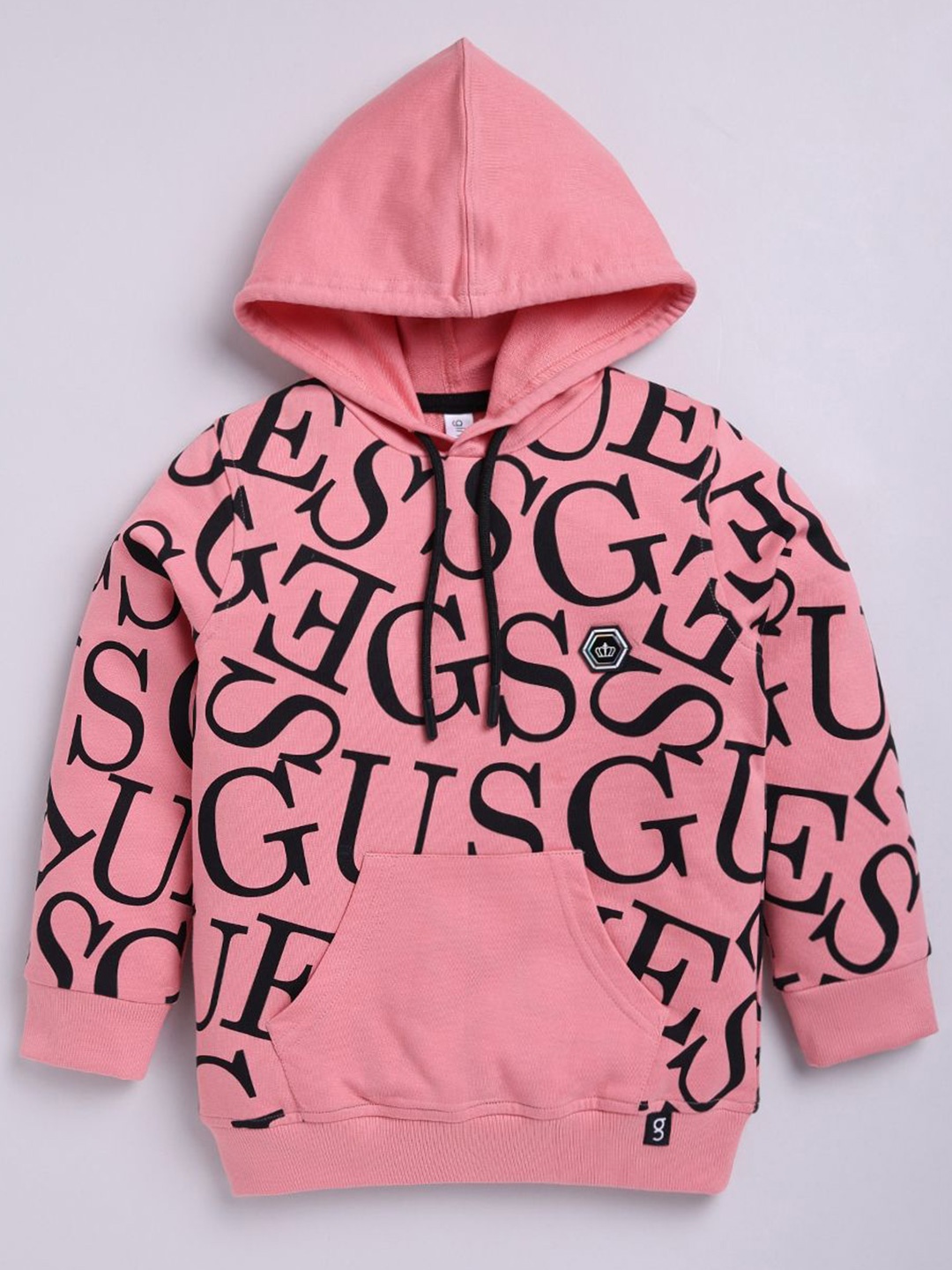 

Ginie Boys Typography Printed Hooded Cotton Sweatshirt, Peach