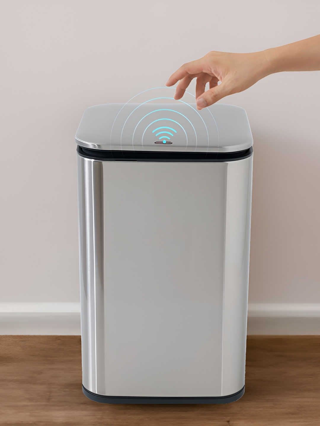 

Savya Home Silver Stainless Steel Automatic Sensor Dustbins With Dual Lid - 15 L