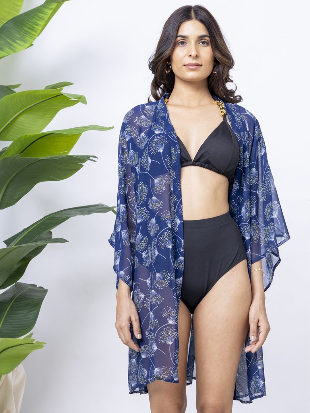 

EROTISSCH Women Solid Halter Neck Three Piece Swim Set, Black