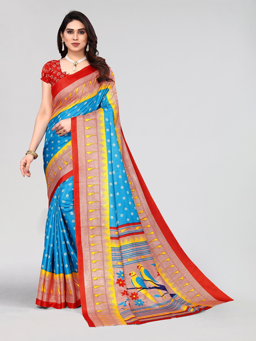 

VIRICA Floral Saree, Blue