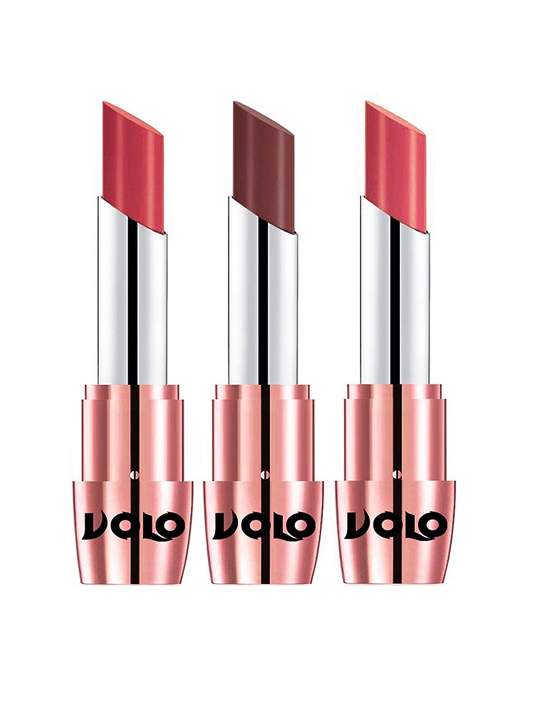 

VOLO Set Of 3 Creme Matte Lipstick-3.5g Each-Peach-633-Coffee-634-Dark Peach-637, Brown