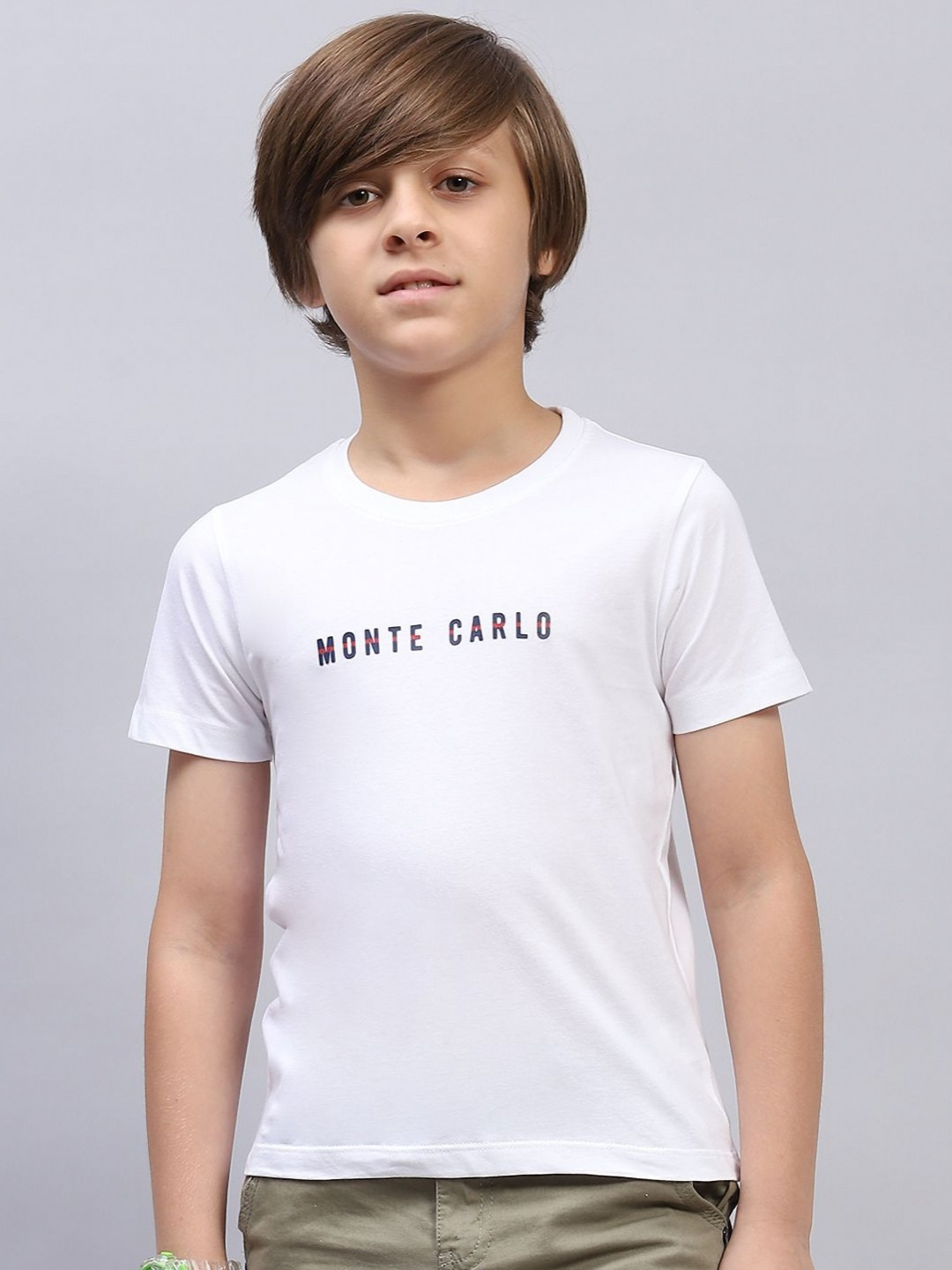 

Monte Carlo Boys Typography Printed Round Neck Cotton T-shirt, White