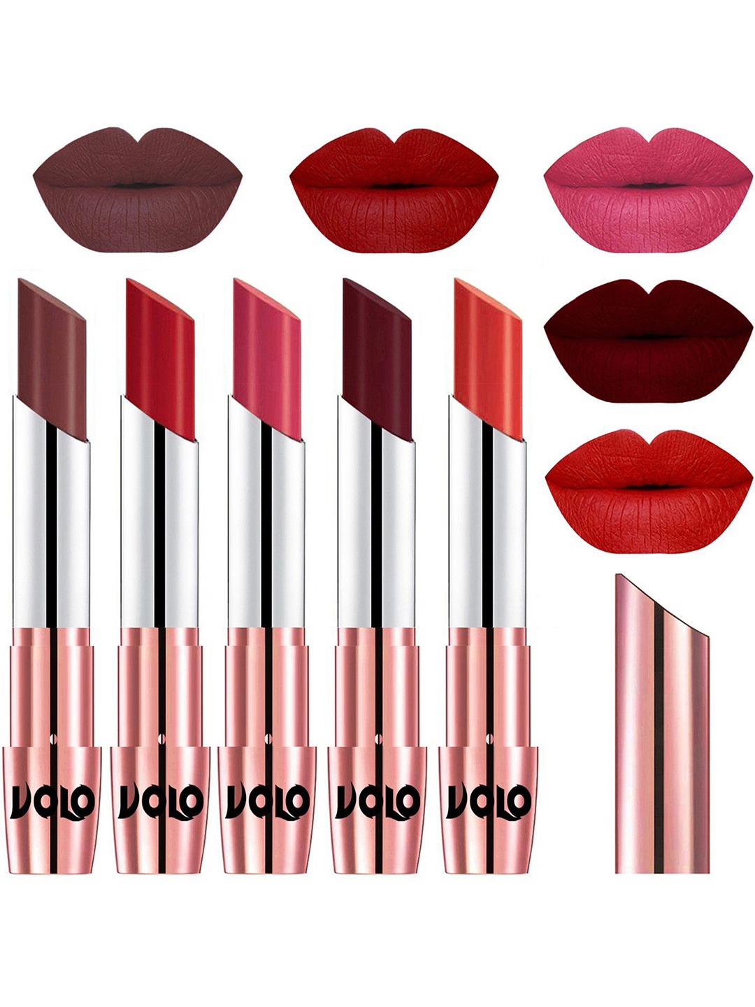 

VOLO Set Of 5 Creme Matte Lipstick - 3.5g Each - 34-40-41-42-49, Multi