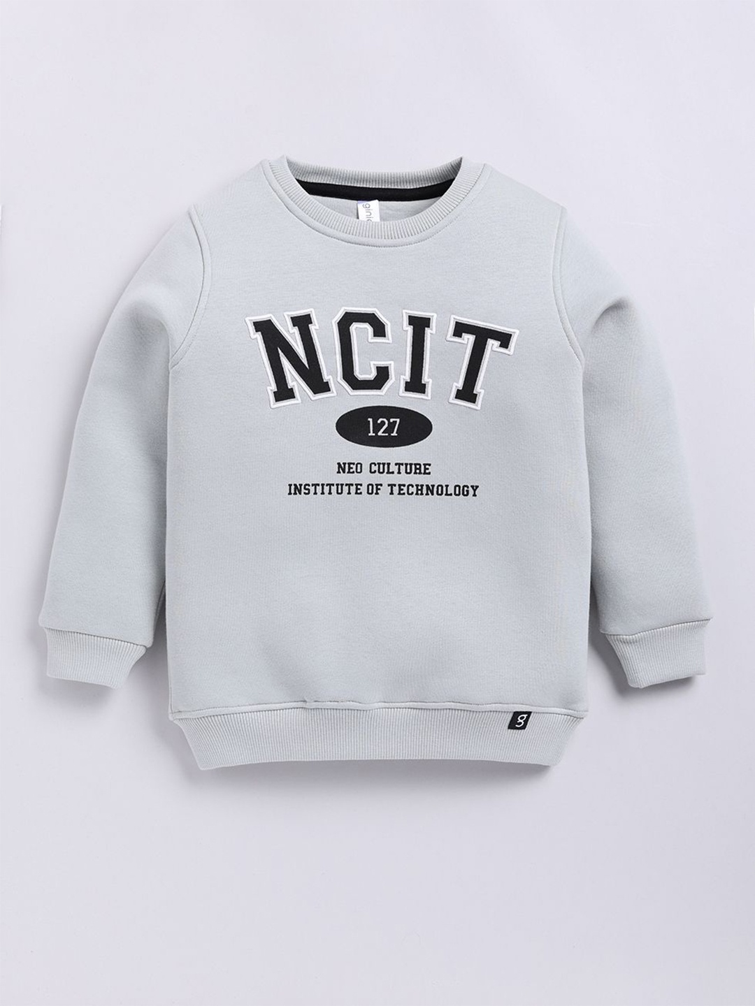 

Ginie Boys Typography Printed Round Neck Sweatshirt, Grey