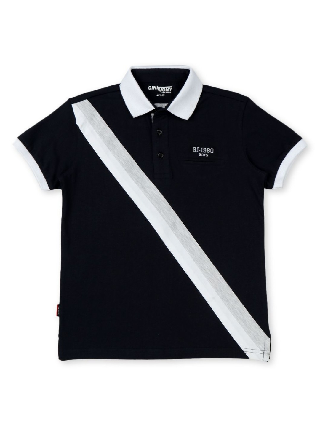 

Gini and Jony Boys Striped Polo Collar Cotton T-shirt, Navy blue