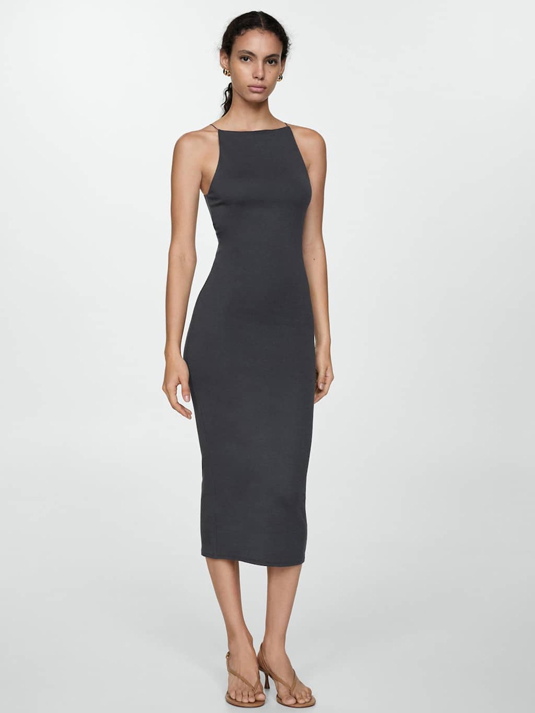 

MANGO Bodycon Midi Dress, Charcoal