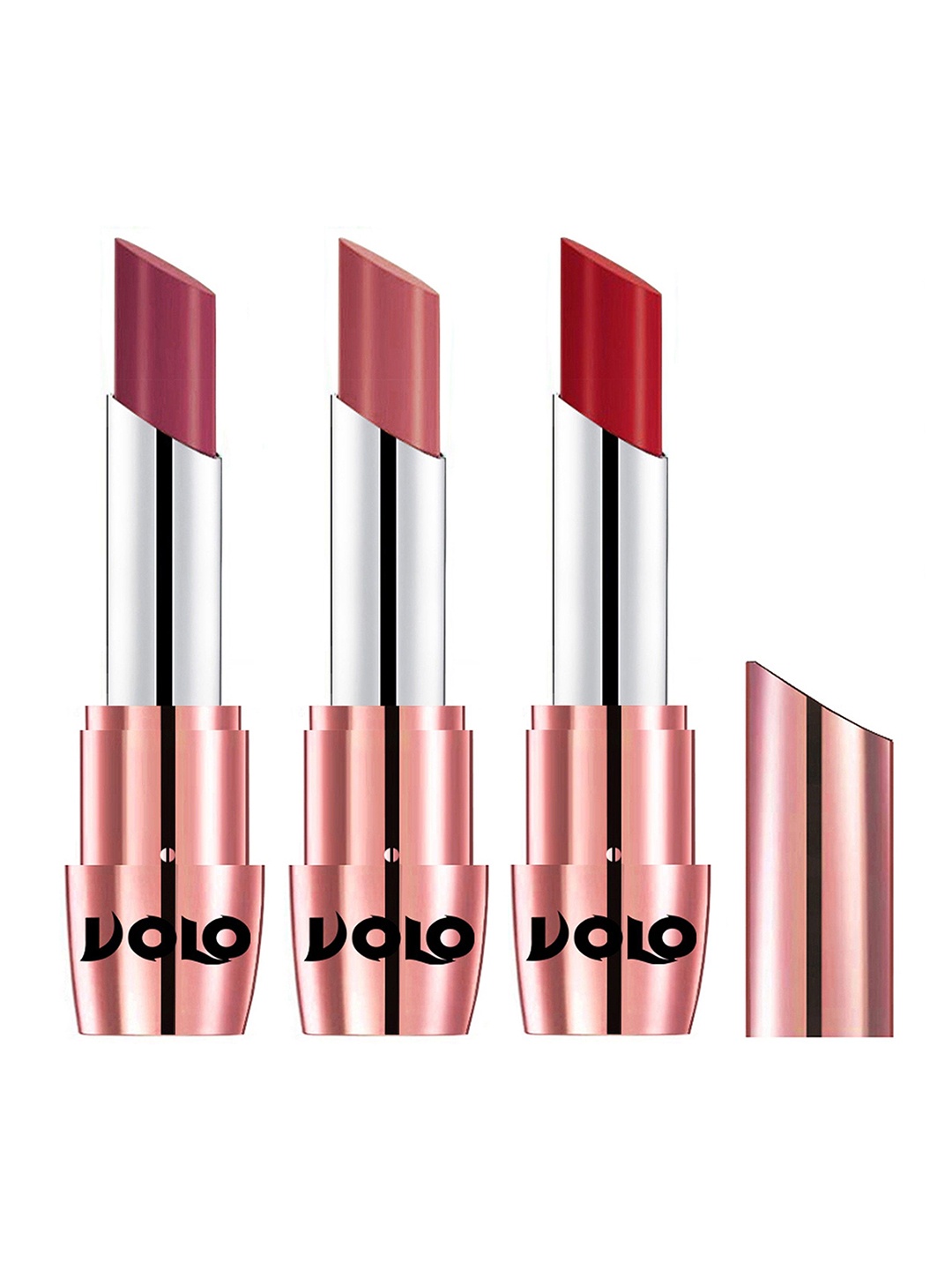 

VOLO Set Of 3 Creme Matte Lipstick-3.5 g Each Tomato Red- 631-Cherry- 632- Light Peach-640