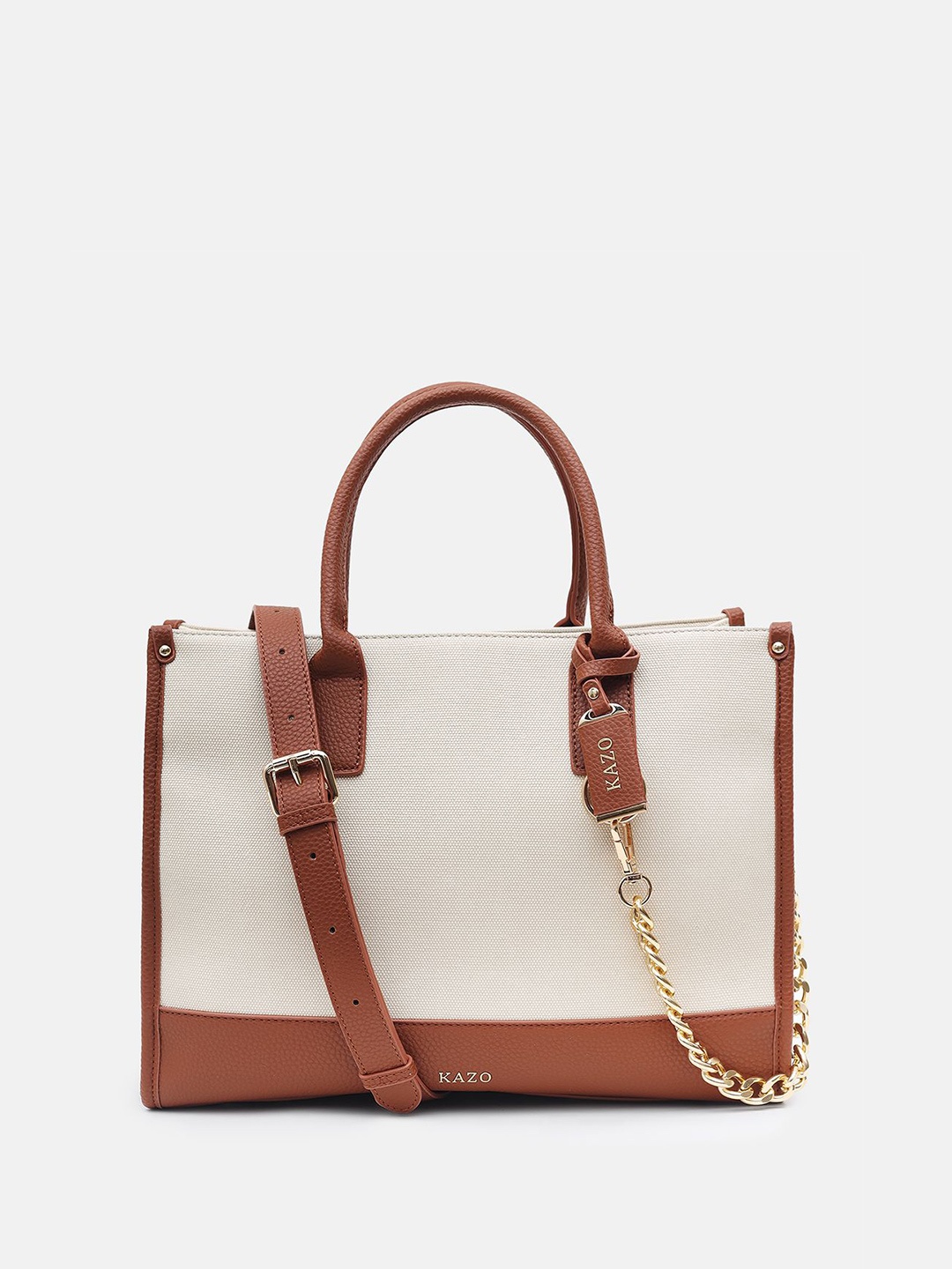 

Kazo Structured Satchel Bag with detachable sling strap, Off white