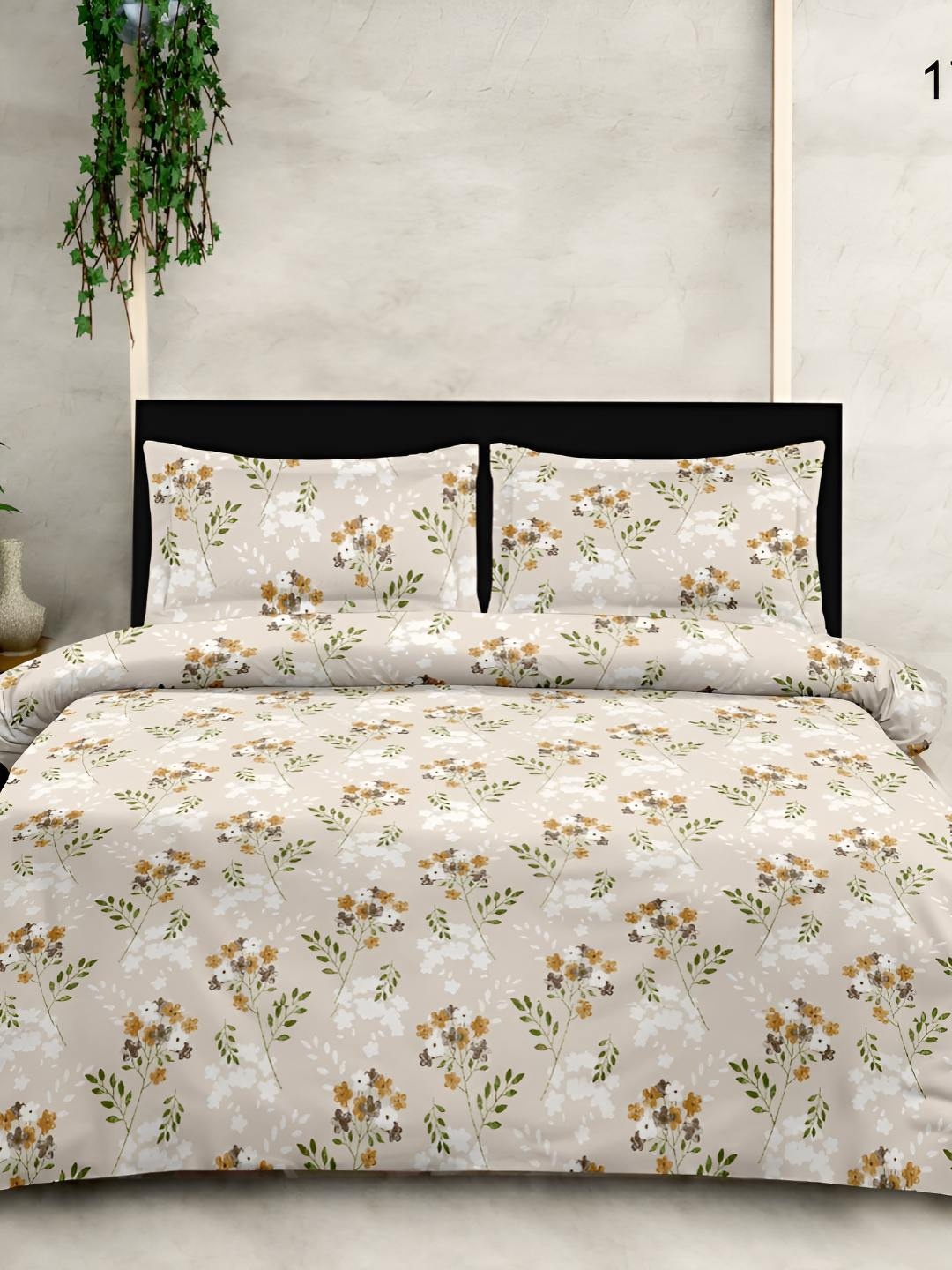 

Sleeping Owls- because your sleep matters Green Floral Pure Cotton 210TC King Bedsheet Set
