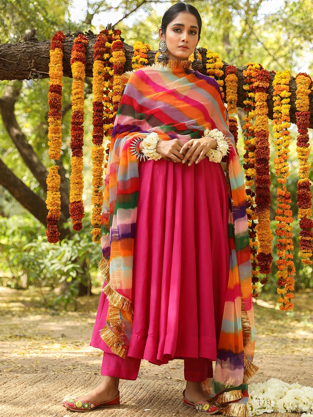 GulaboJaipur Empire Pure Silk Kurta with Trousers & Dupatta