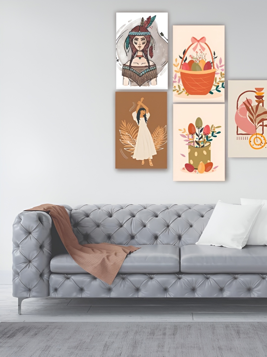 

CVANU Beige & Brown 5 Pieces Printed Wall Decals and Stickers