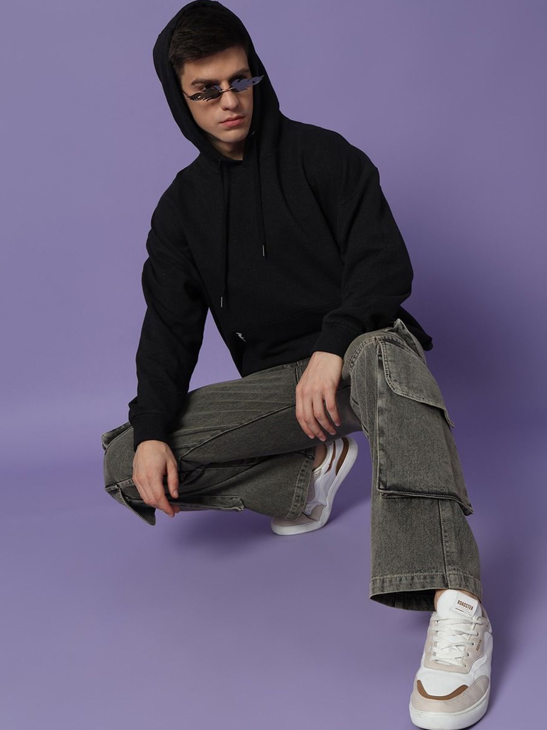 

PockMAN Men Solid Hooded Sweatshirt, Charcoal
