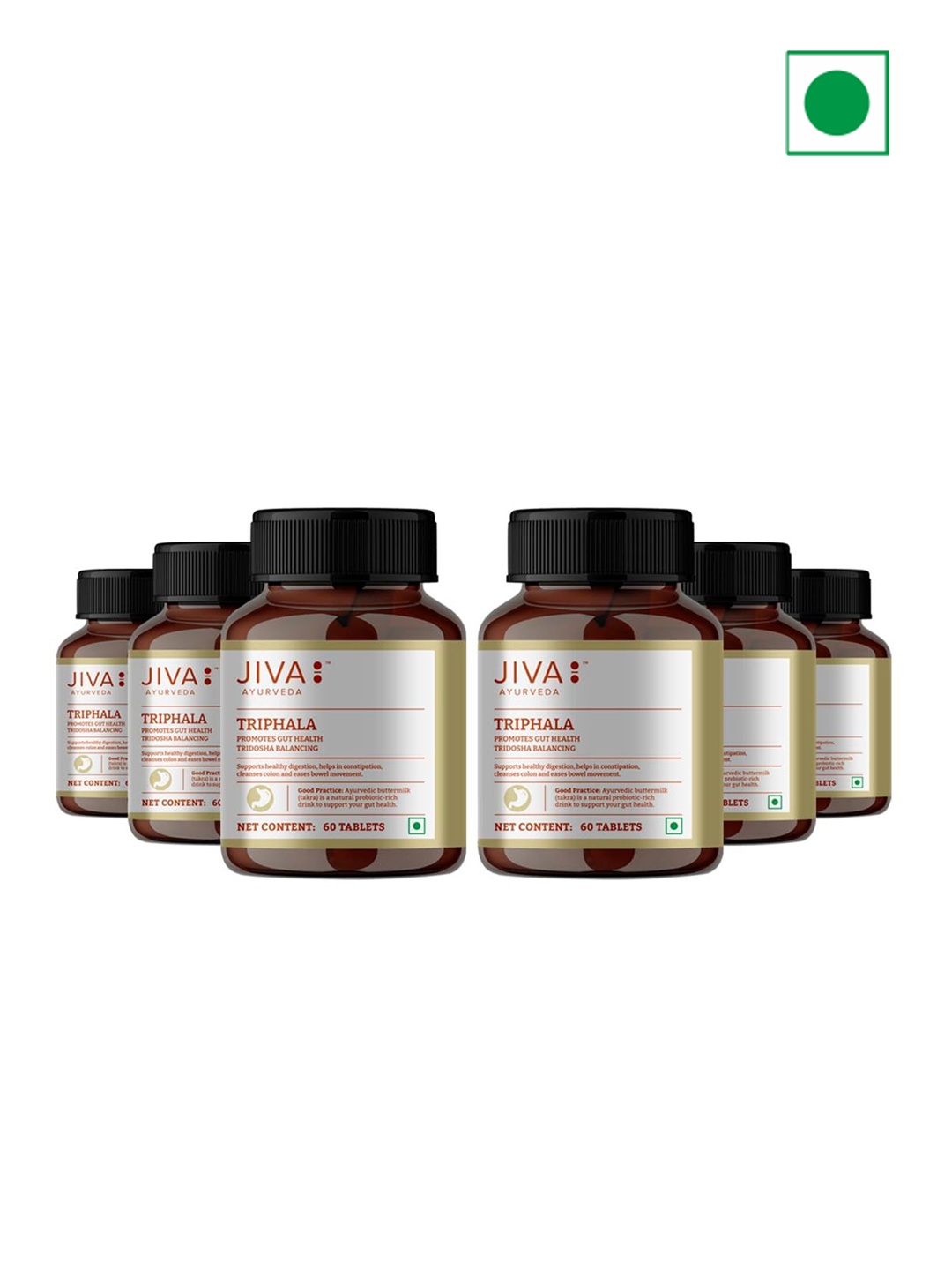 

Jiva Set Of 6 Triphala Tablet 500mg 60 Tablets Each, White