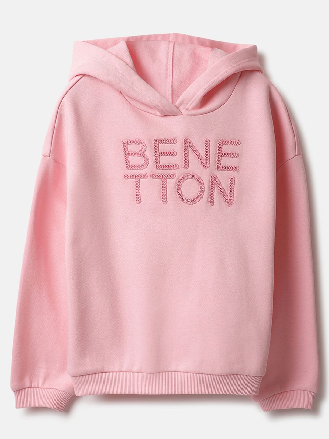

United Colors of Benetton Girls Floral Printed Hooded Sweatshirt, Pink