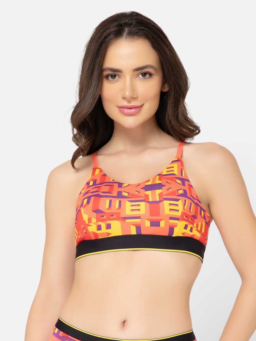 

bummer Red Printed Micro Modal Bralette Bra