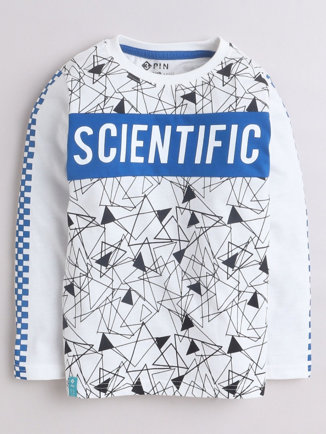 

3PIN Boys Geometric Printed Round Neck Pure Cotton T-shirt, White