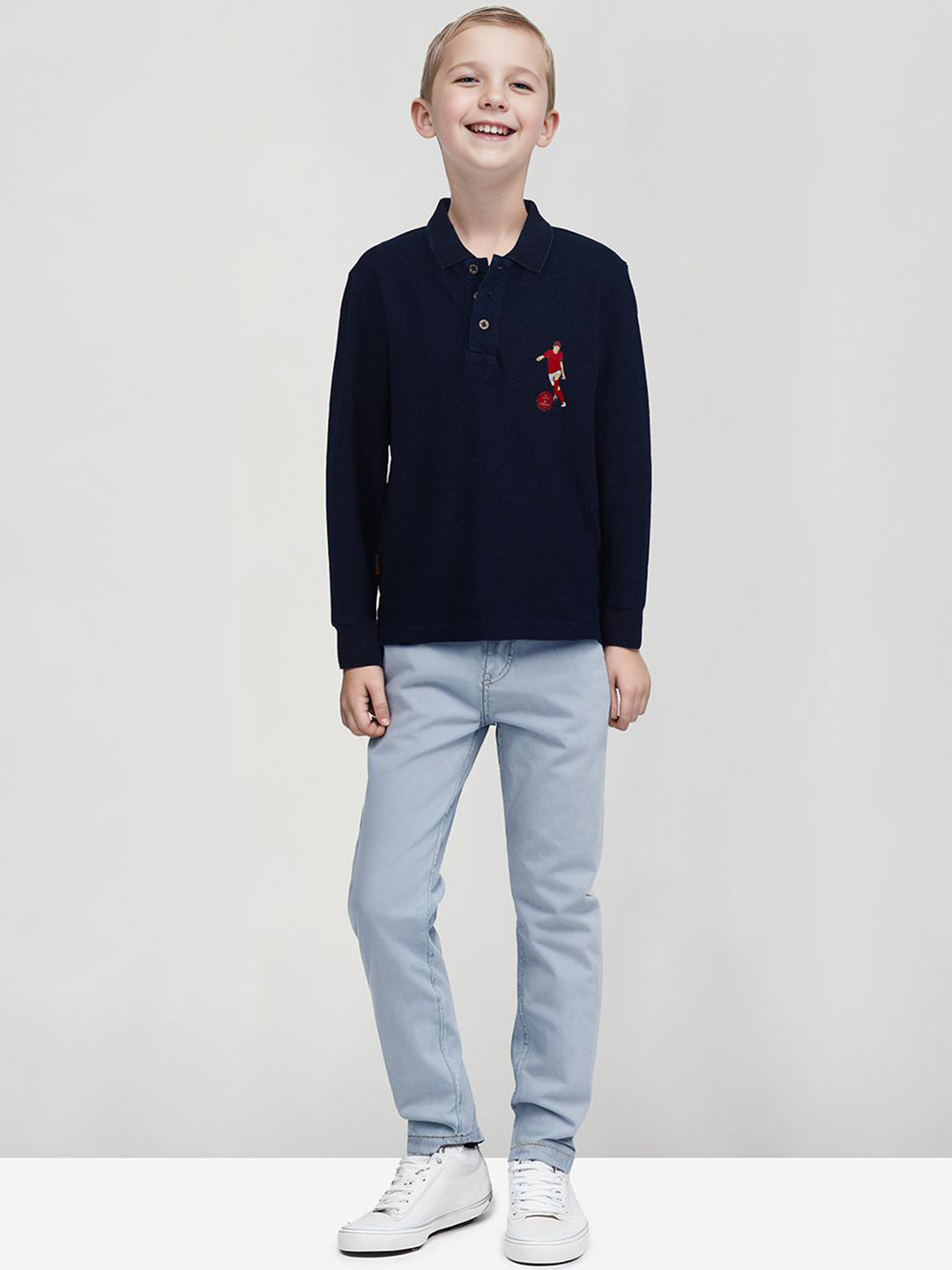 

Gini and Jony Boys Graphic Printed Polo Collar Cotton T-shirt, Navy blue