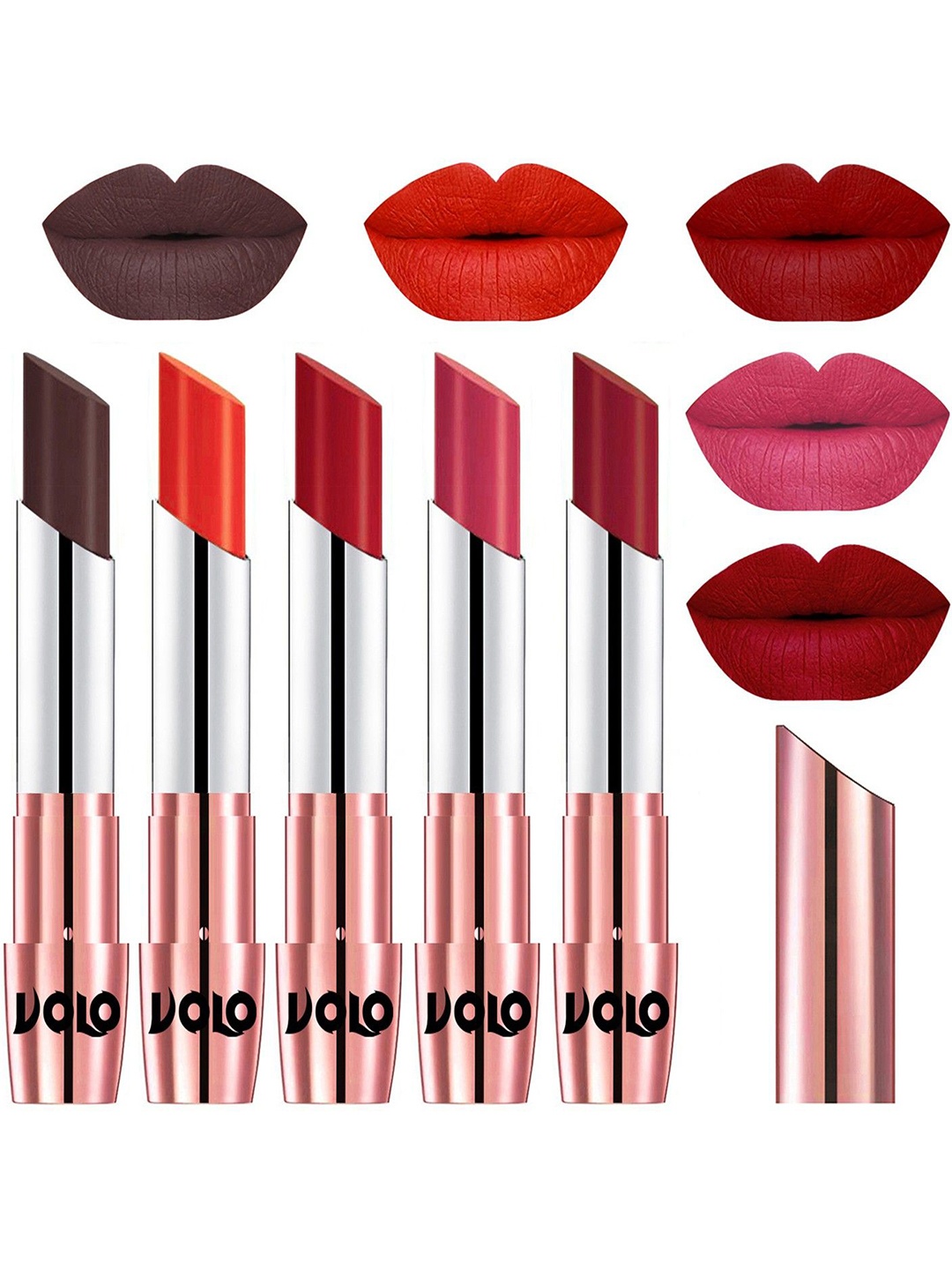 

VOLO Set Of 5 Creme Matte Lipstick - 3.5 g Each - 35-39-40-41-43, Multi