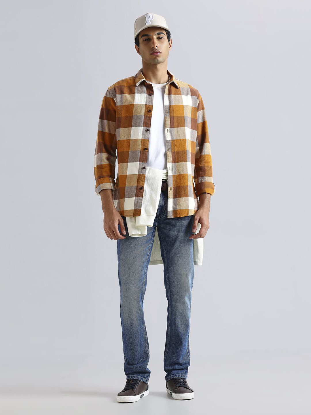 

Pepe Jeans Classic Tartan Checked Twil Pure Cotton Casual Shirt, Brown