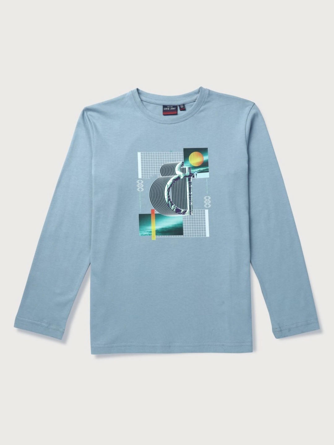 

Gini and Jony Boys Graphic Printed Round Neck Cotton T-shirt, Blue