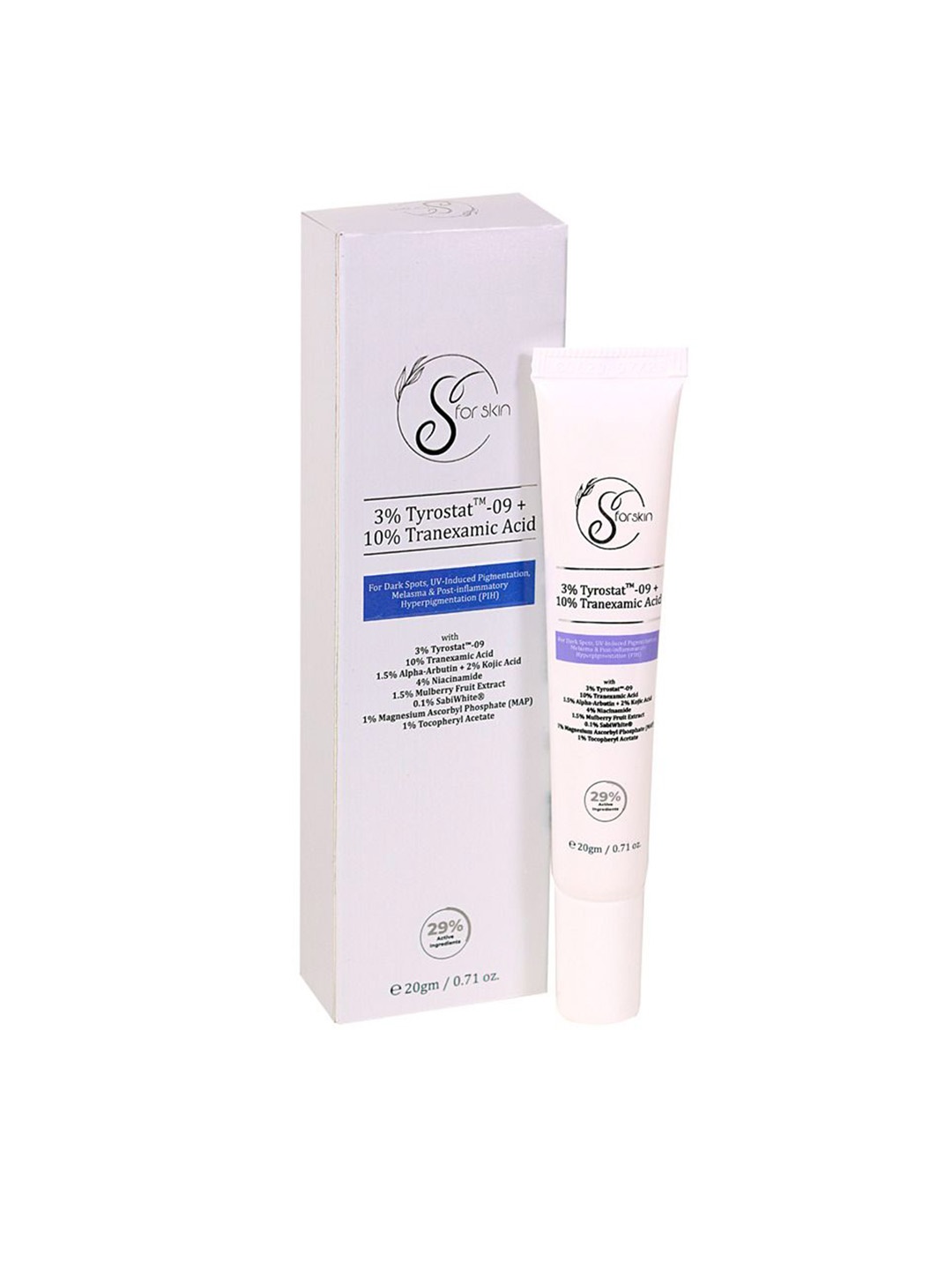 

S for Skin 3% Tyrosat -09 + 10% Tranexamic Acid Cream -20g, White