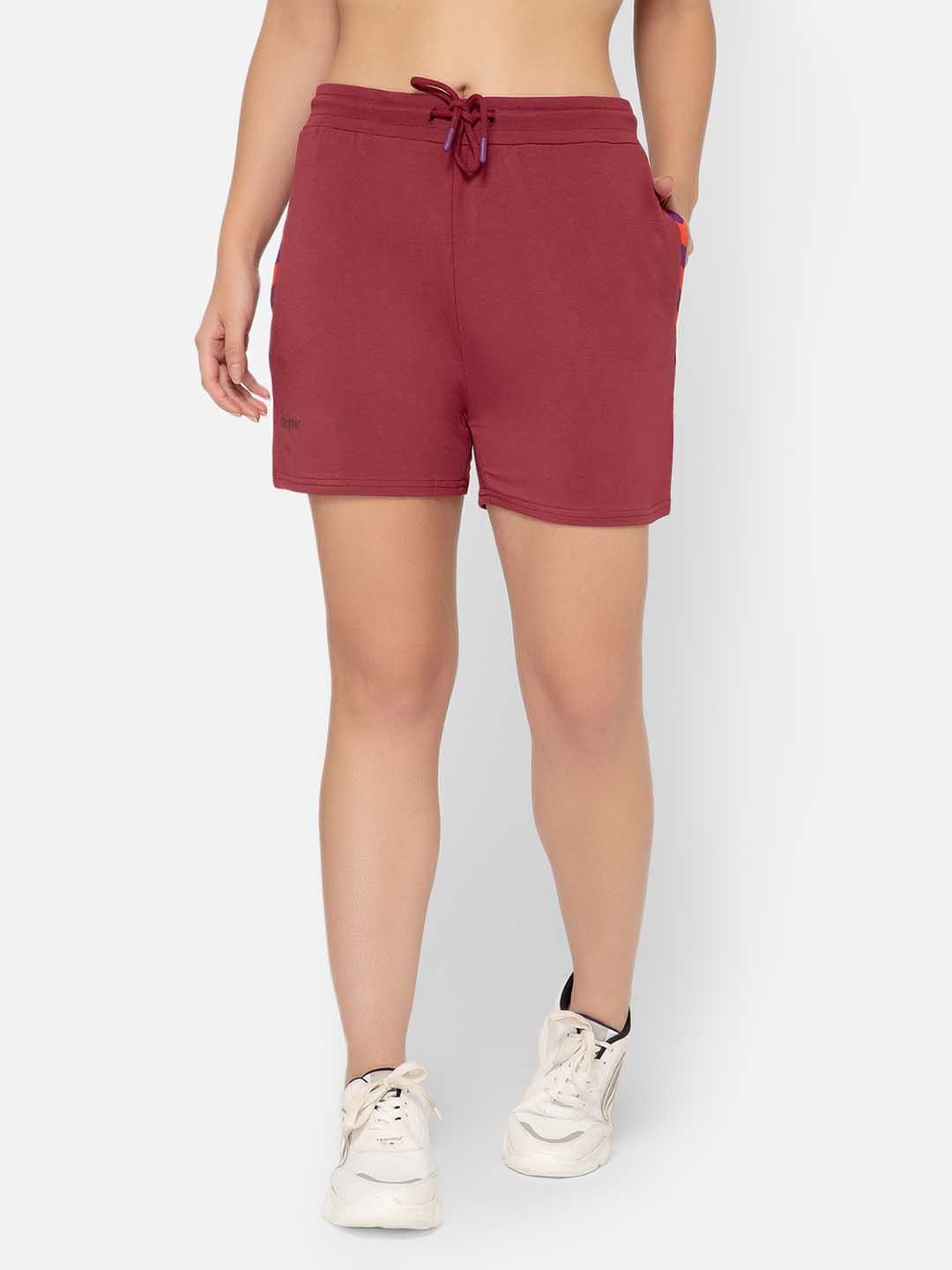 

bummer Women Mid-Rise Modal Drawstring Lounge Shorts, Maroon