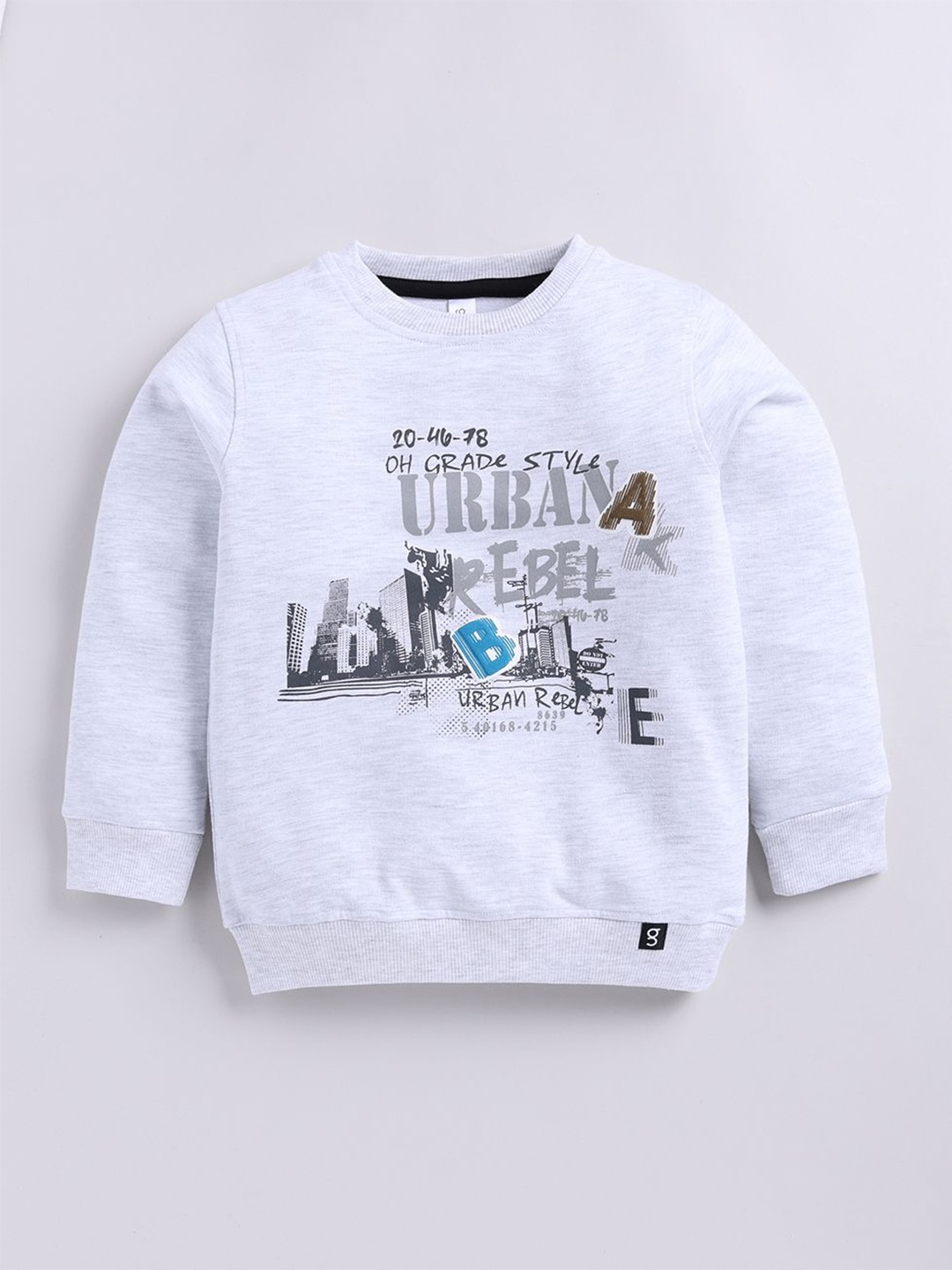 

Ginie Boys Typography Printed Round Neck Sweatshirt, Grey