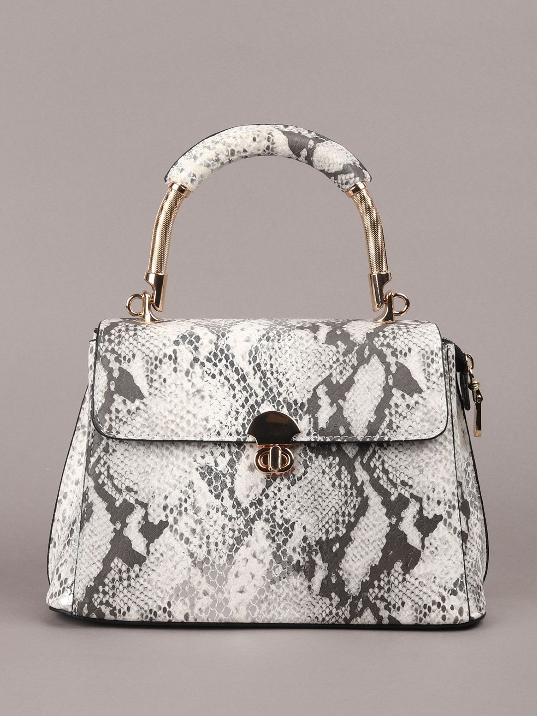 

ODETTE Abstract Printed Structured Satchel Bag, White