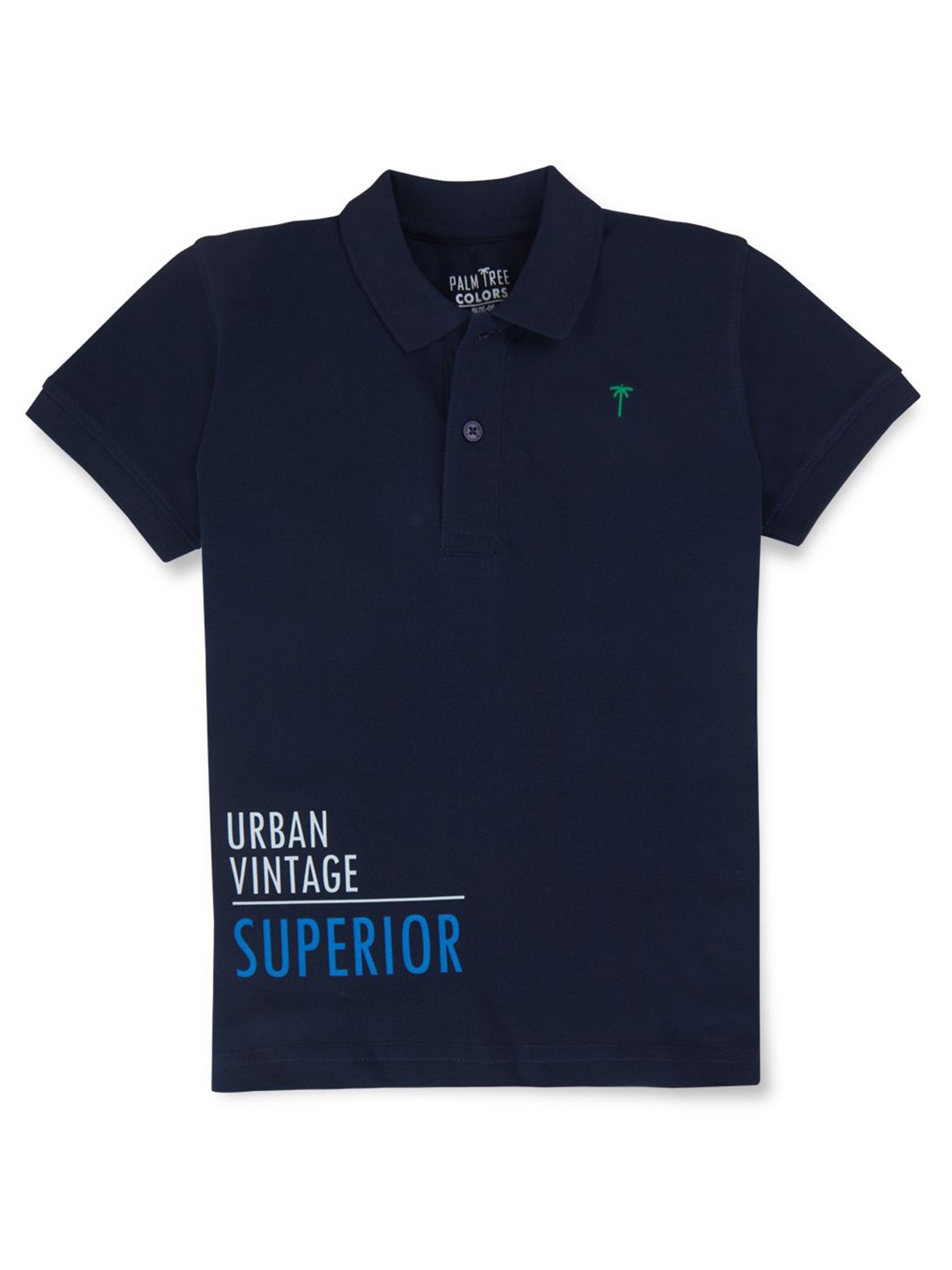 

Gini and Jony Boys Typography Printed Polo Collar Cotton T-shirt, Navy blue