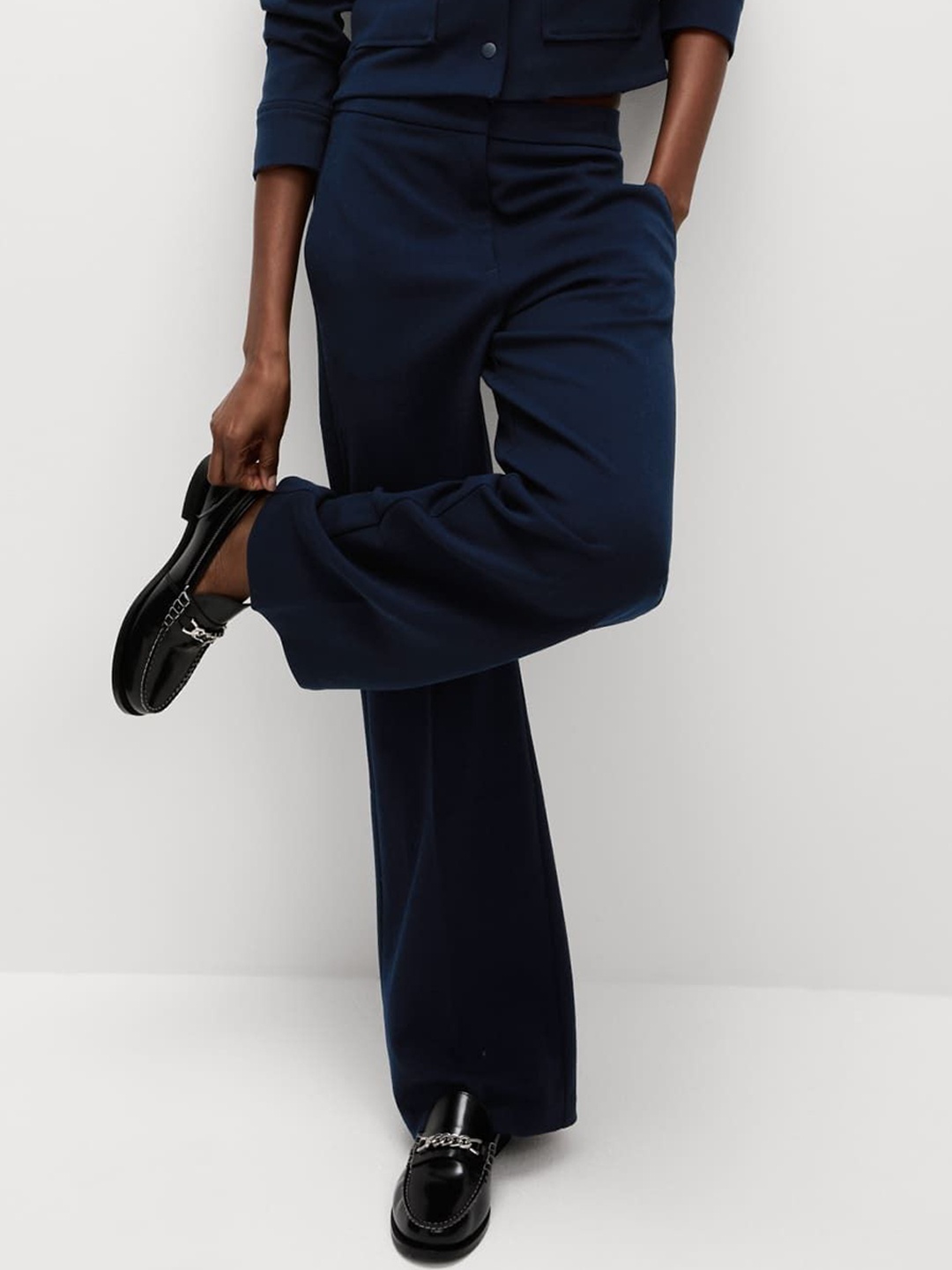

Marks & Spencer Women Flared High-Rise Trousers T593434TNAVY-NAVY, Navy blue