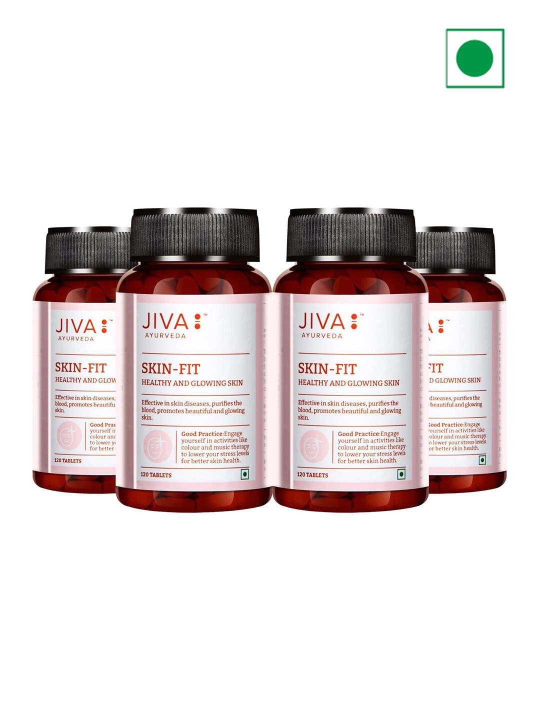 

Jiva Set Of 4 Ayurveda Skin-Fit Tablets 500gm 120 Tablets Each, White