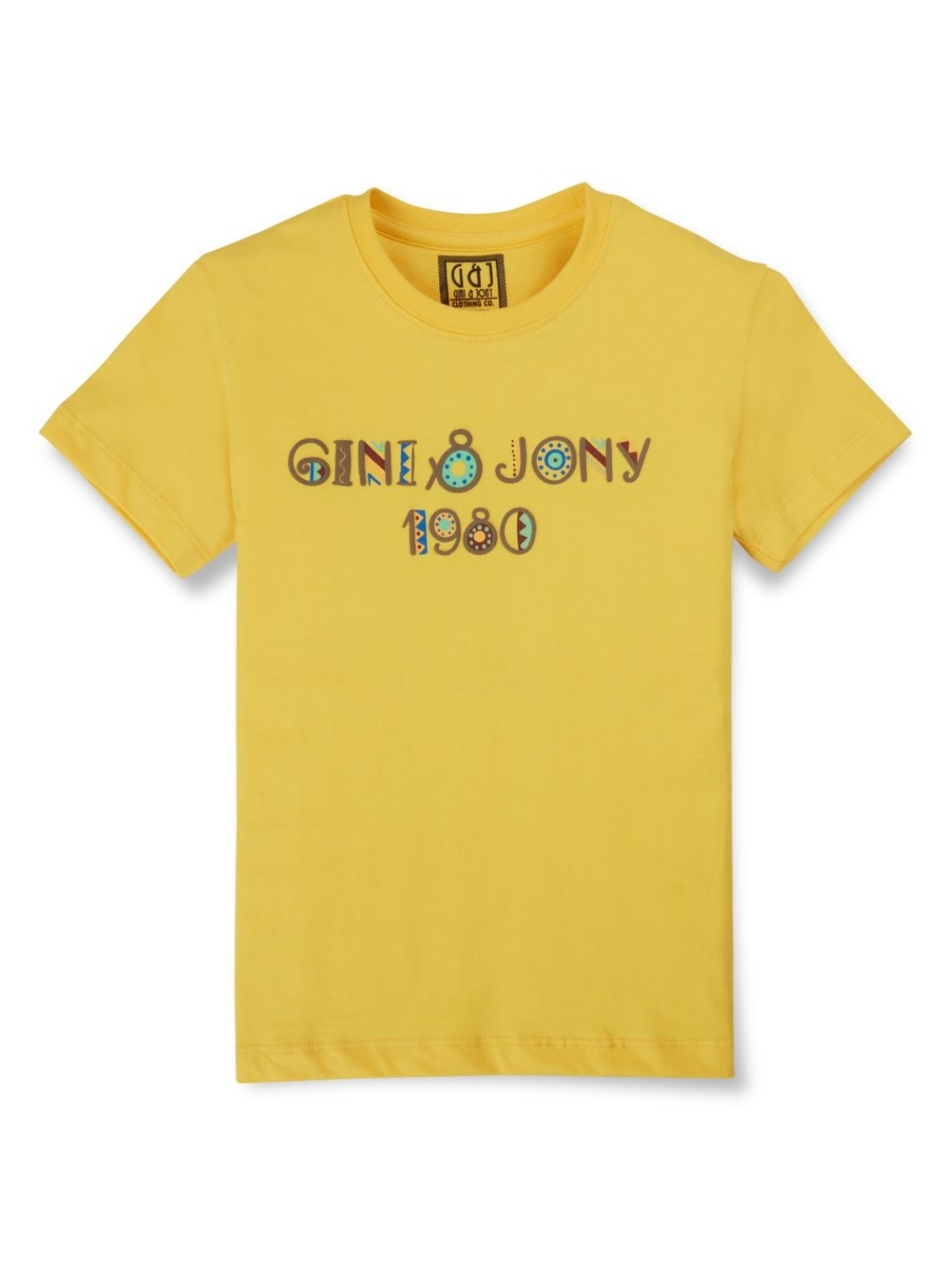 

Gini and Jony Boys Typography Printed Round Neck Cotton T-shirt, Yellow