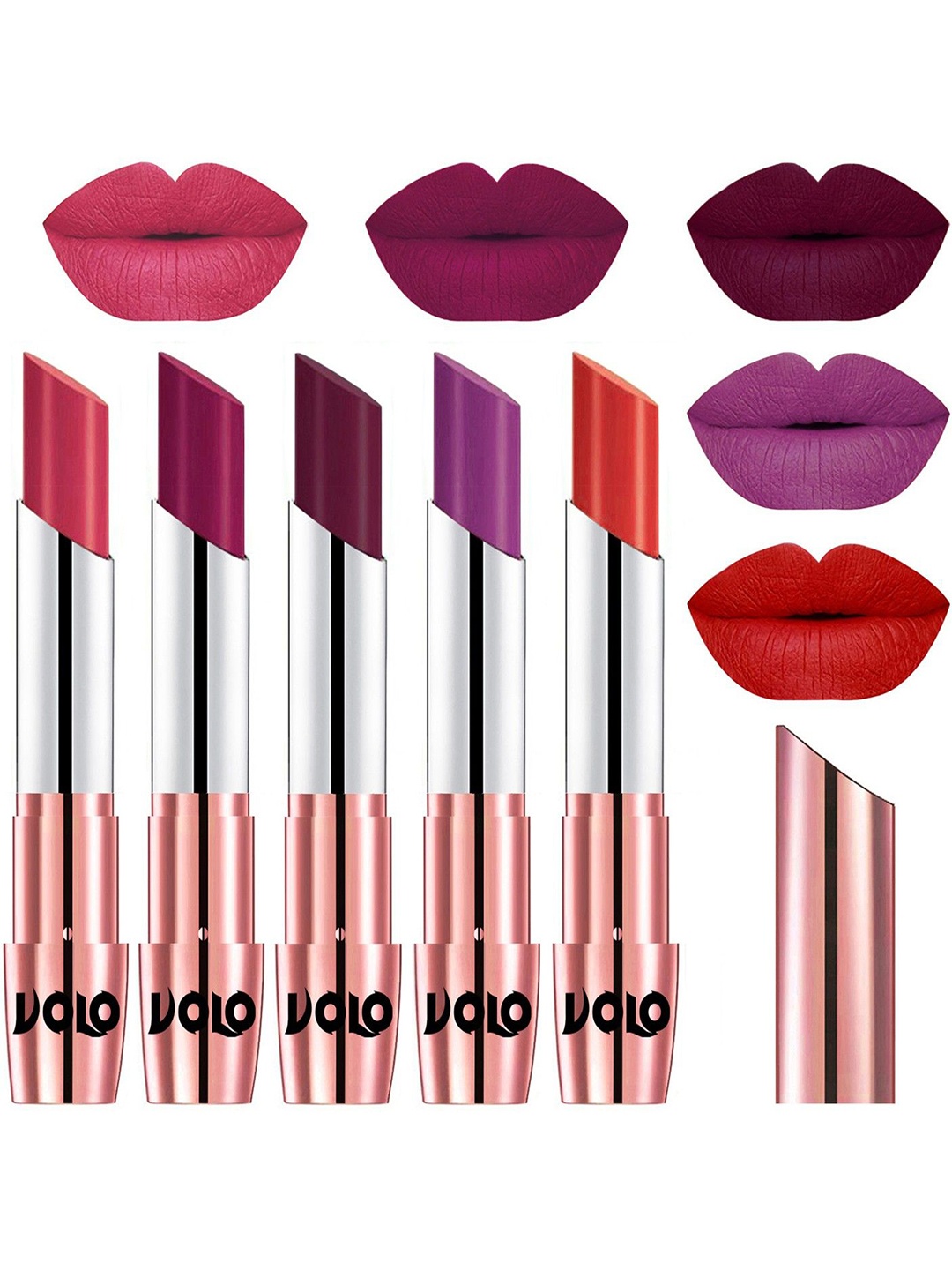 

VOLO Set Of 5 Creme Matte Lipstick - 3.5 g Each - 41-45-47-48-49, Multi