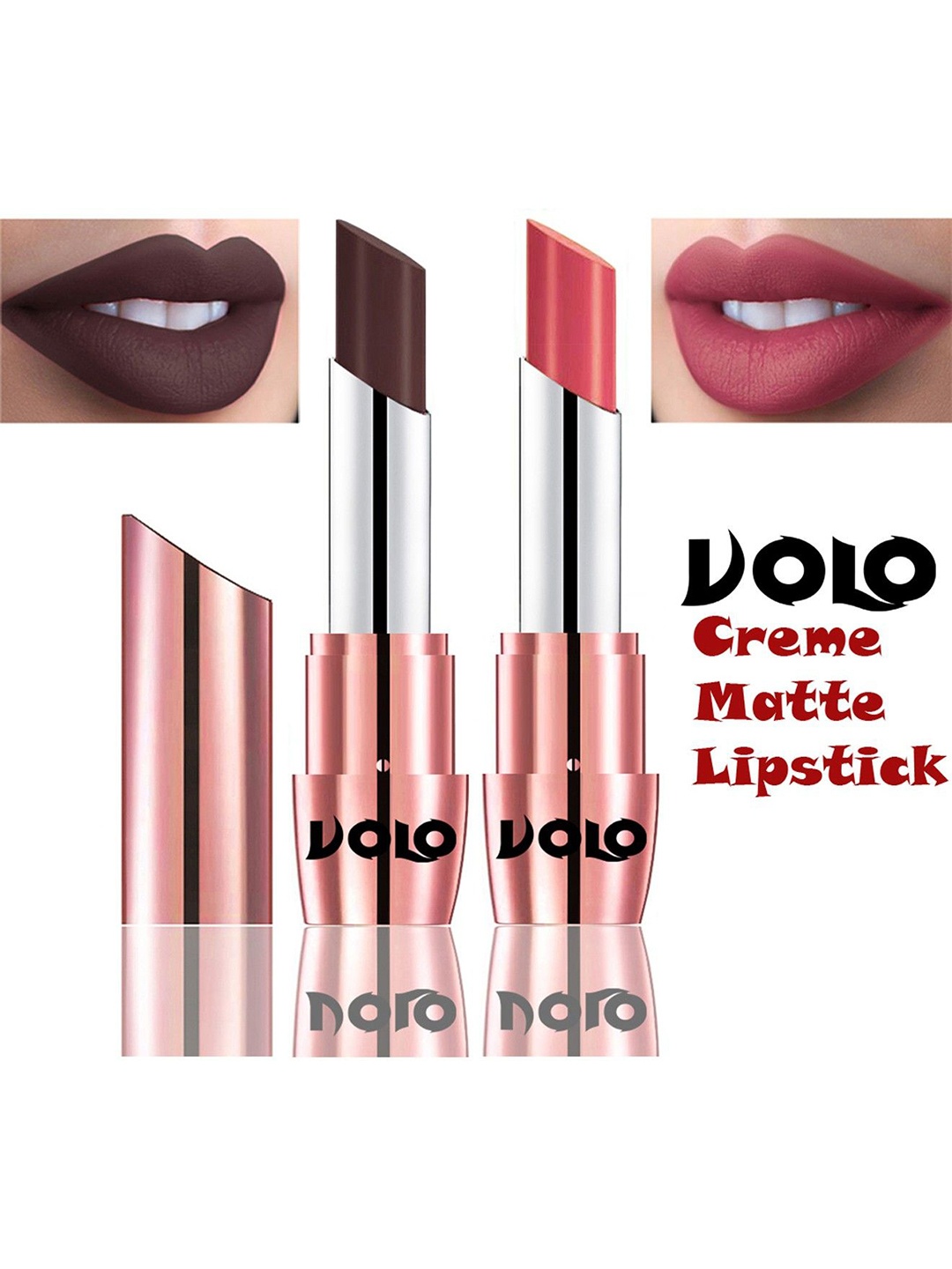 

VOLO Set Of 2 Creme Matte Lipstick 3.5g Each - Dark Peach 635- Chocolate 637, Brown