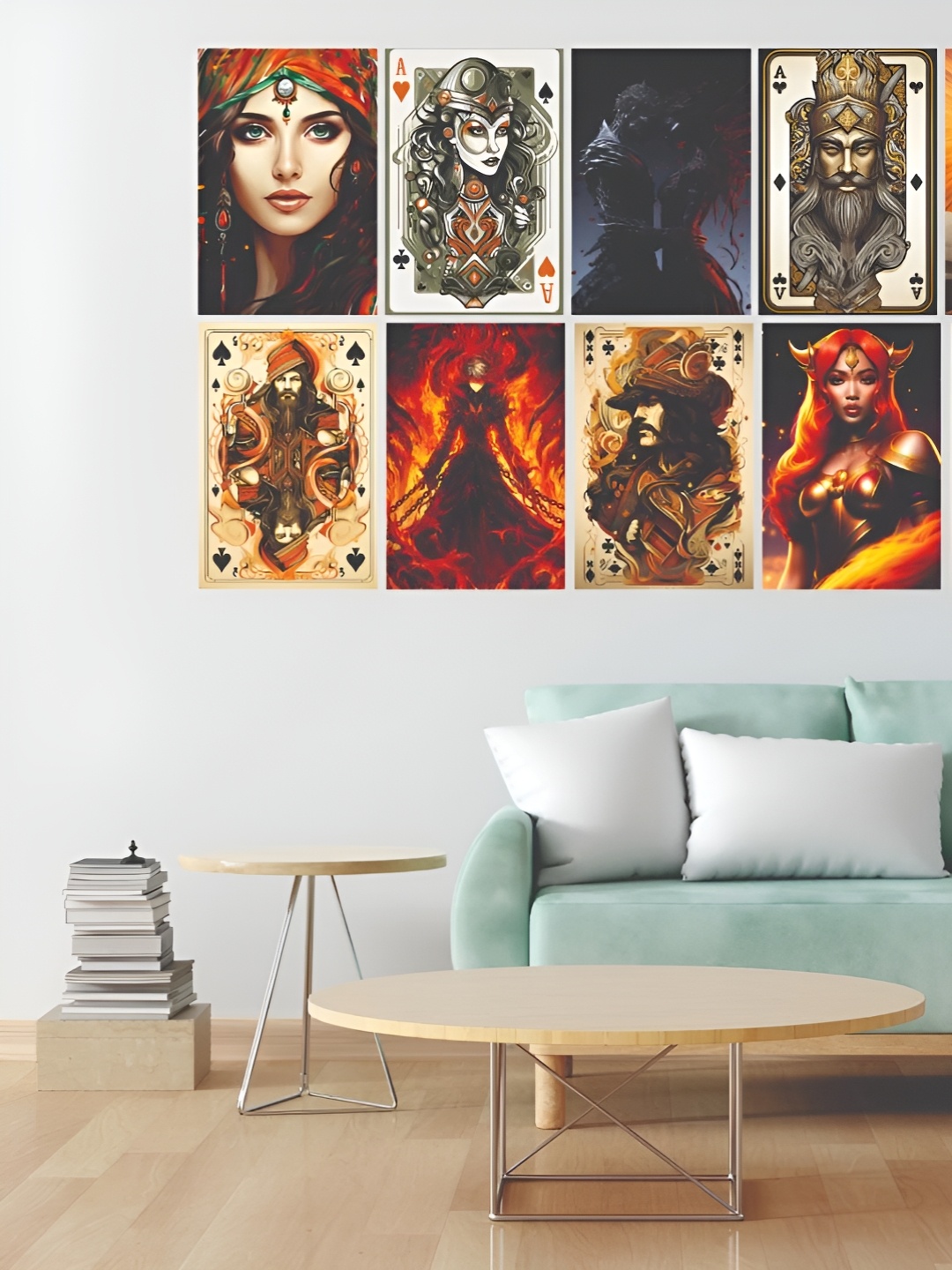 

CVANU Orange-Colored & Beige 10 Pieces Printed Wall Posters