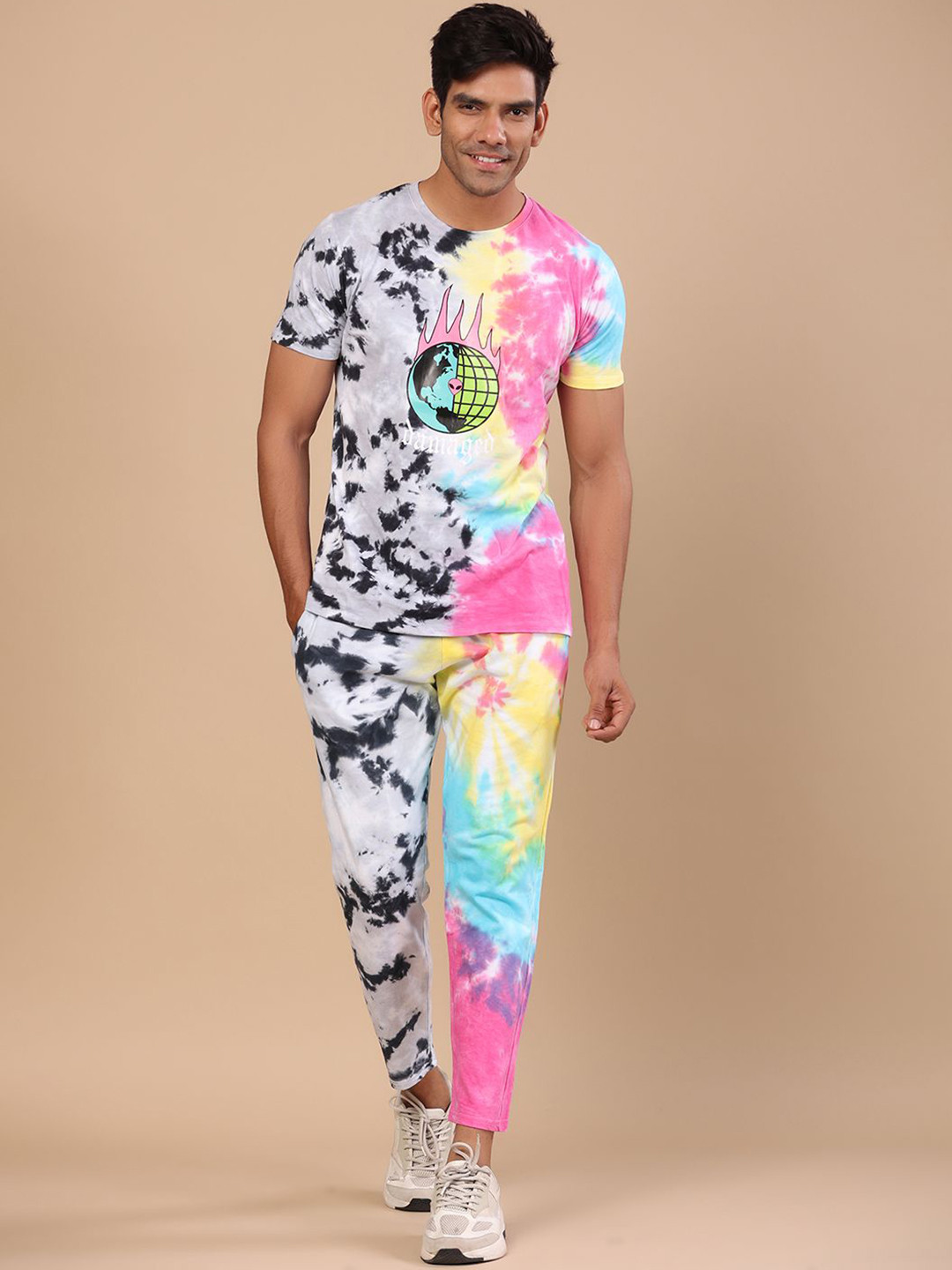 

Tistabene Tie and Dye T-Shirt With Trousers Co-Ords, Grey