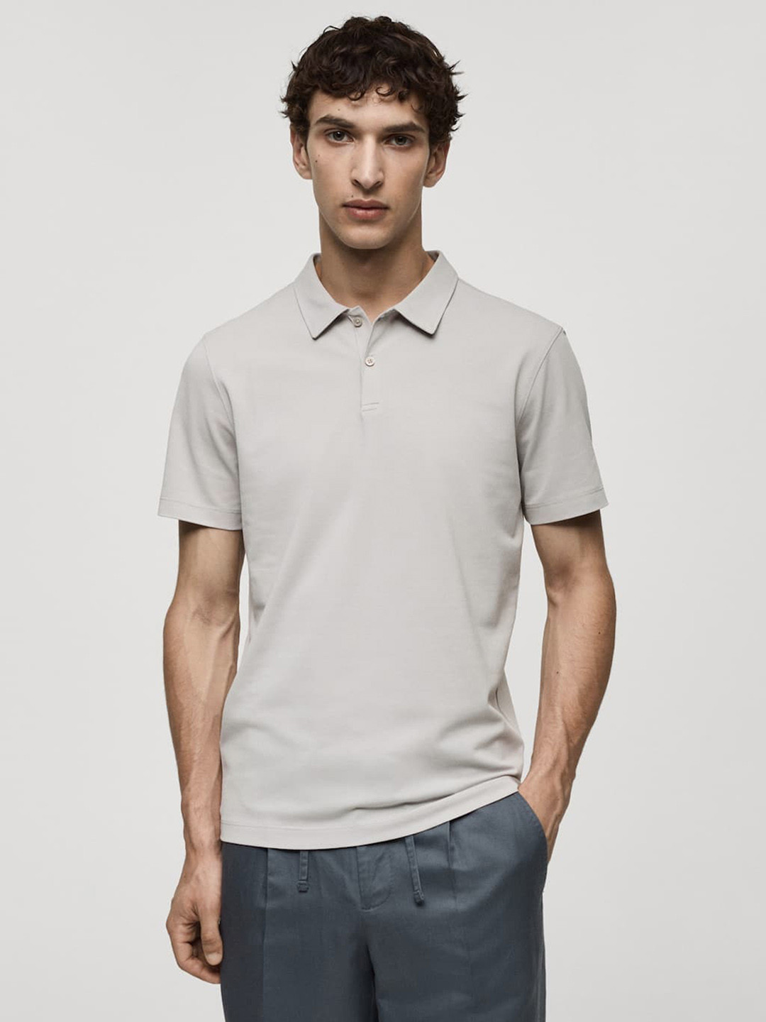 

MANGO MAN Polo Collar Regular T-shirt, Grey