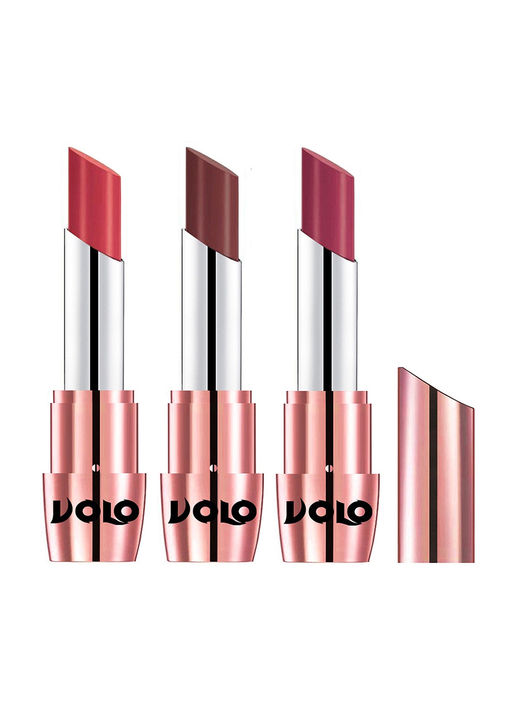 

VOLO Set Of 3 Creme Matte Lipstick-3.5 g Each-Peach- 633-Coffee-634-Rose Pink-638