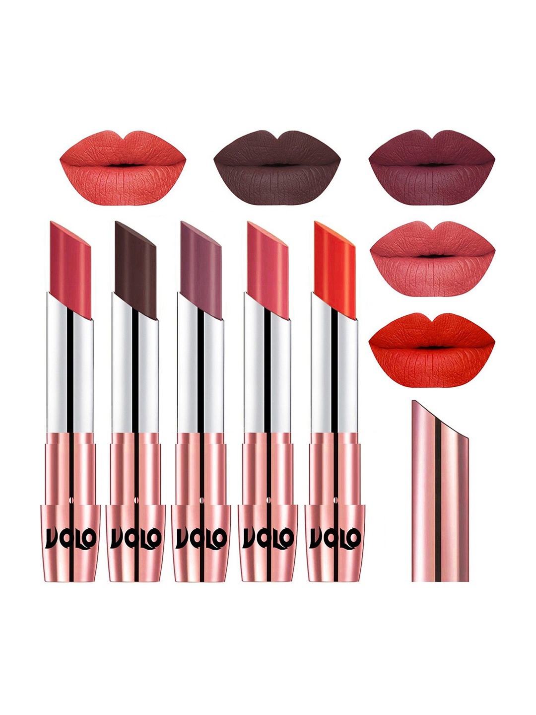 

VOLO Set Of 5 Creme Matte Lipstick - 3.5g Each - 33-35-36-37-39, Multi
