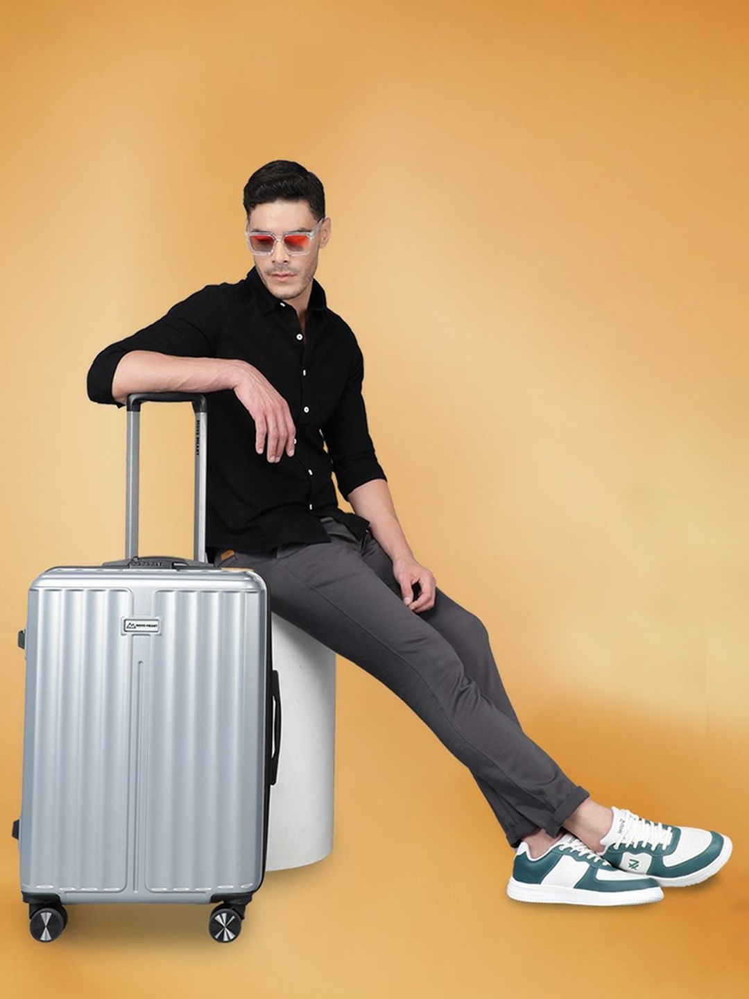 

MOVE-MEANT Set Of 2 Hard Sided Trolley Suitcase, Silver