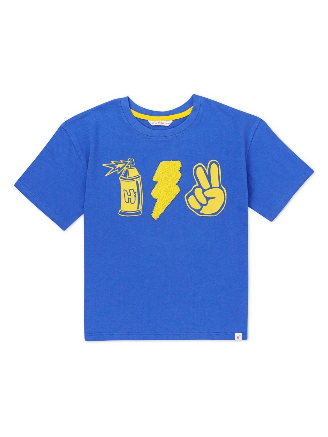

H By Hamleys Boys Graphic Printed Round Neck Cotton T-shirt, Blue