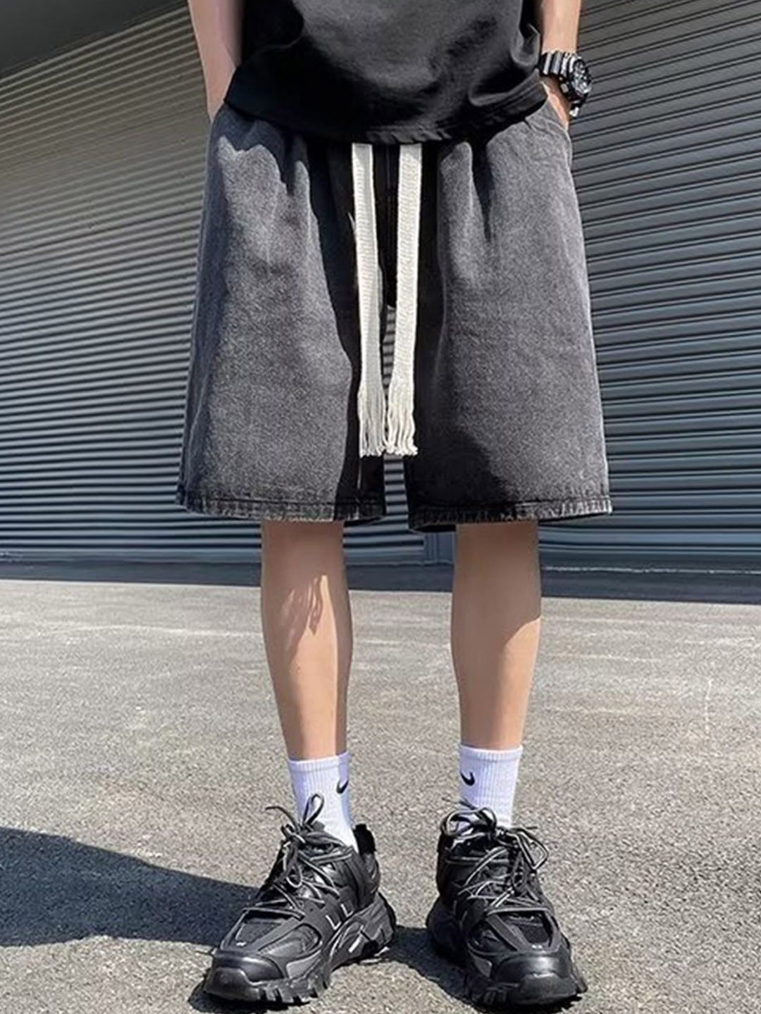 

HERE&NOW Men Denim Shorts, Black