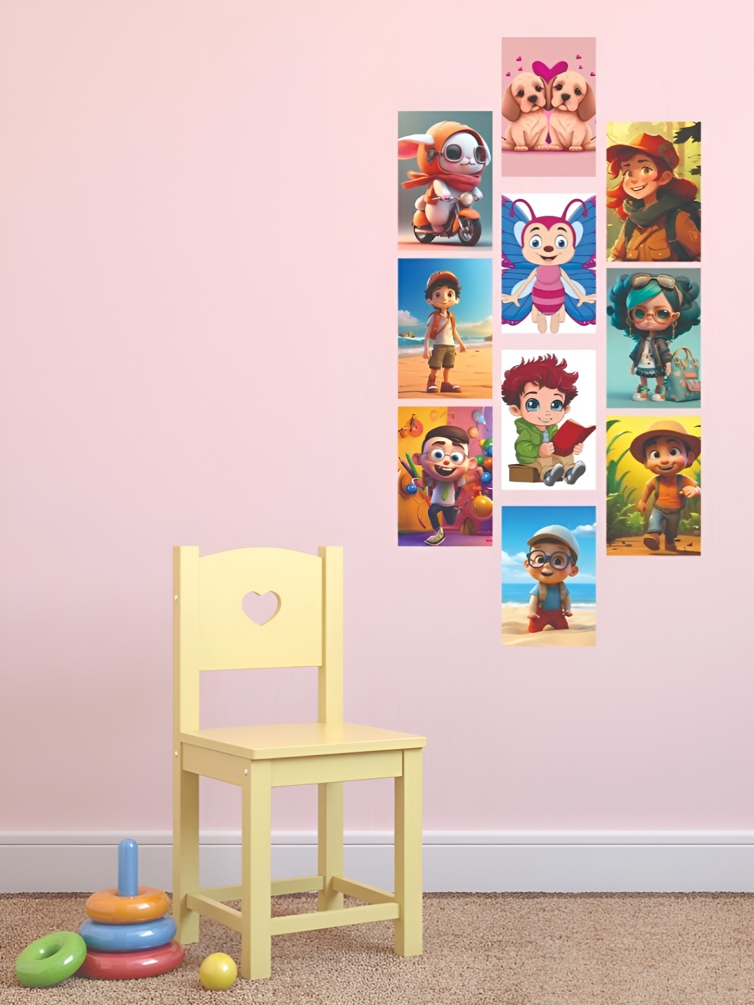 

CVANU Green & Blue 10 Pieces Cartoon Characters Printed Wall Stickers