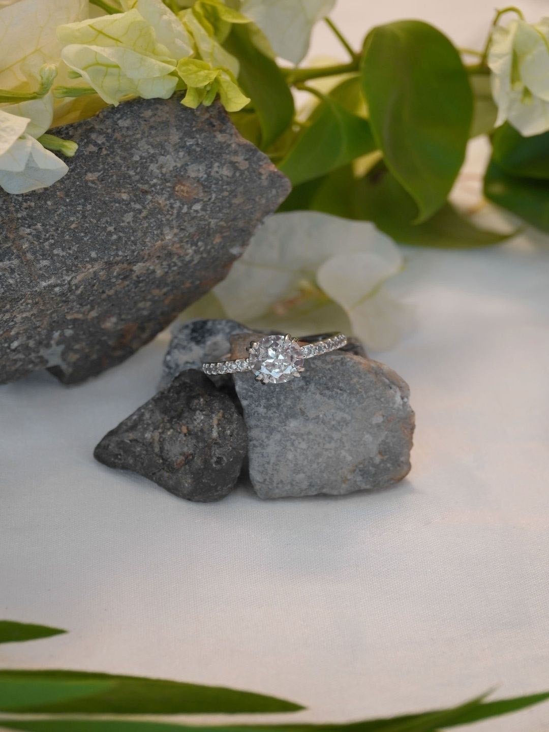

Niscka Silver-Plated American Diamond Stone-Studded Finger Ring