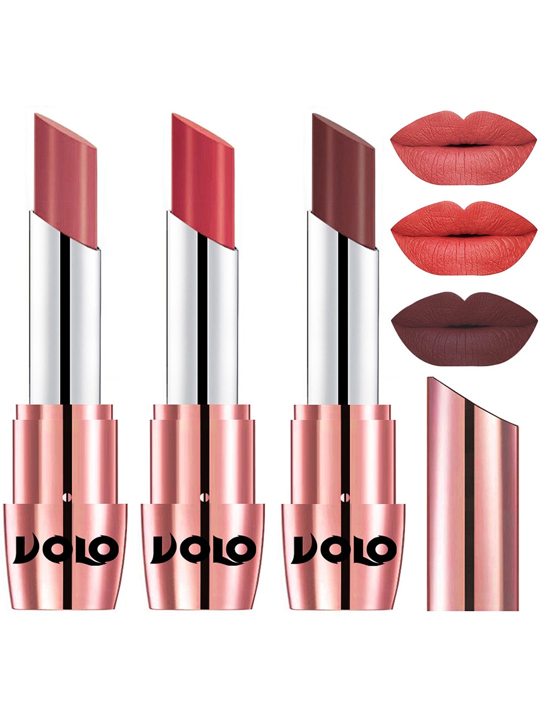 

VOLO Set Of 3 Creme Matte Lipstick - 3.5 g Each - Shades 632 - 633 - 634, Peach