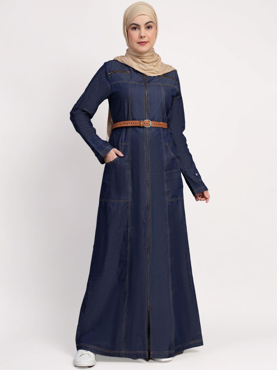 

IDH London Belted Denim Abaya Burqas, Blue