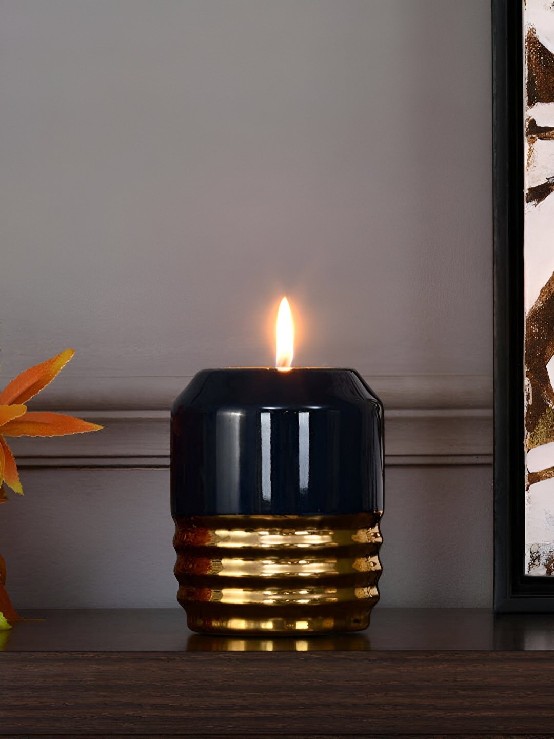 

Athome by Nilkamal Blue & Gold-Toned Ceramic Candle Holder