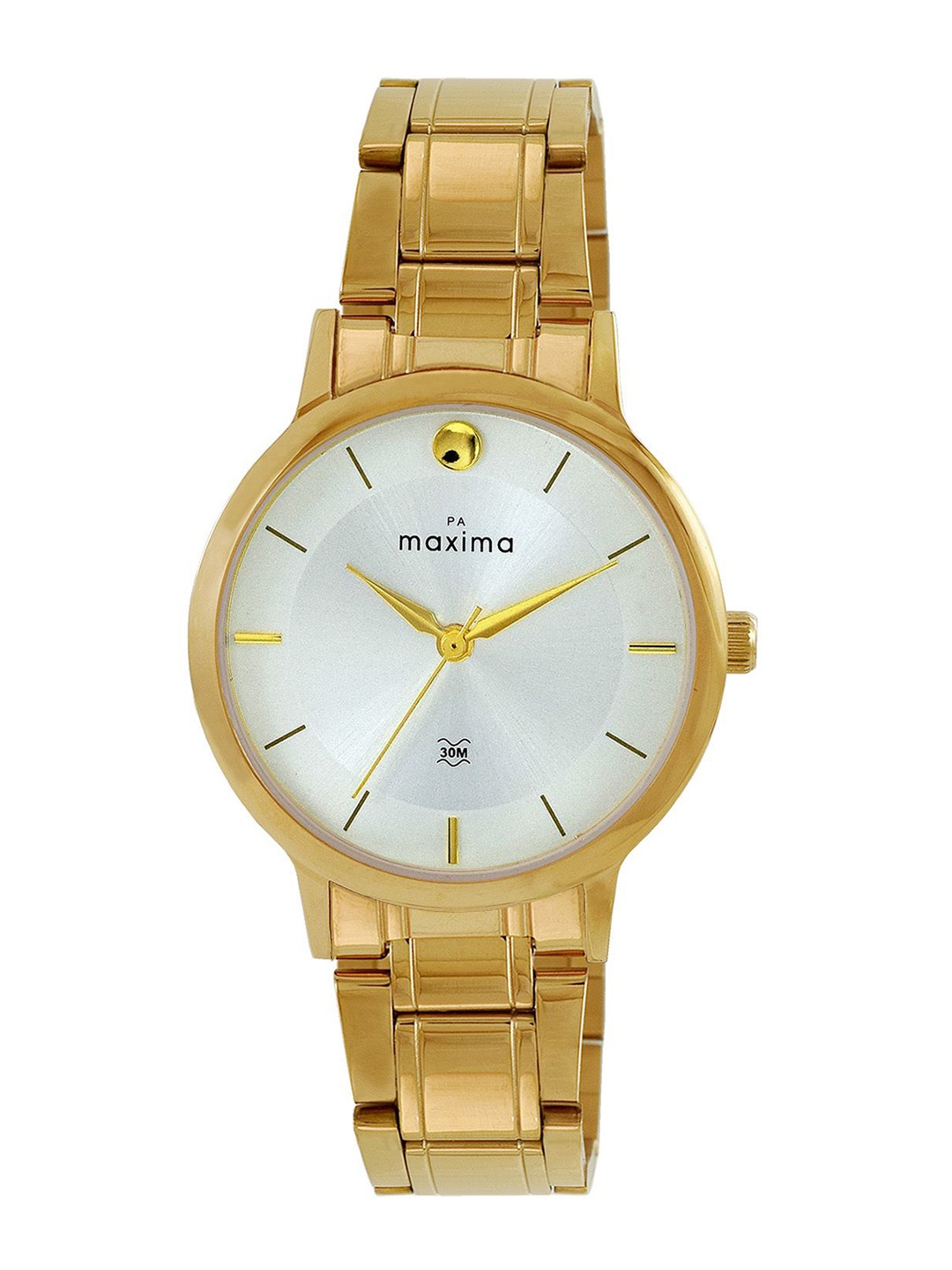 

maxima Women Embellished Dial & Stainless Steel Straps Analogue Watch 70225CMLY, Silver