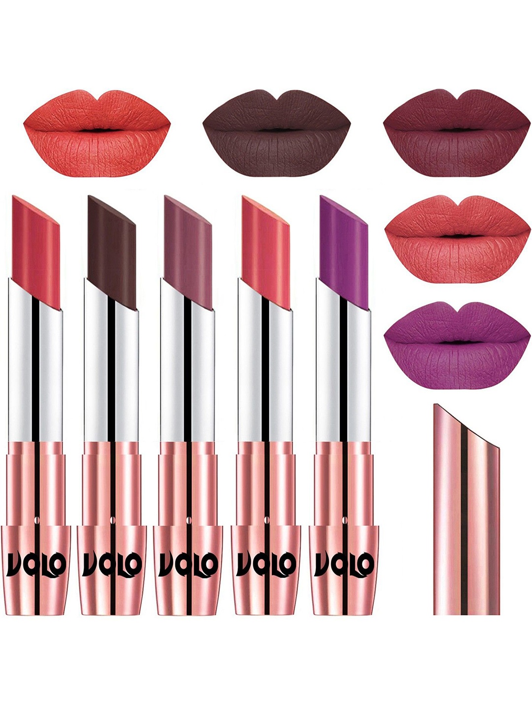 

VOLO Set Of 5 Creme Matte Lipstick - 3.5 g Each - 33-35-36-37-48, Multi